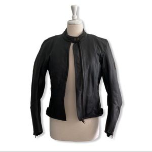 Belstaff England Black Leather Moto Jacket Lined 8